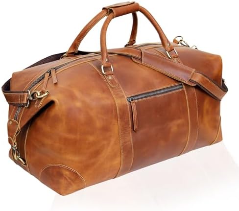 Amazon.com | Leathfocus Leather Travel Duffel Bags, Mens Classic